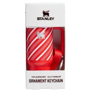 NWT Stanley Tumbler Ornament/Keychain in Candy Cane Twist